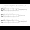 Musette Tutorial 1 Klaviernotenblatt mit Fingeranweisungen und Kommentaren zum Üben einer Bach-Musette. Drei Notensysteme mit Taktstrichen.