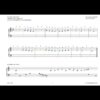Musette Tutorial 2 Notenblatt mit zweizeiligem Musikstück und gelben sowie grünen Ziffern über den Noten.