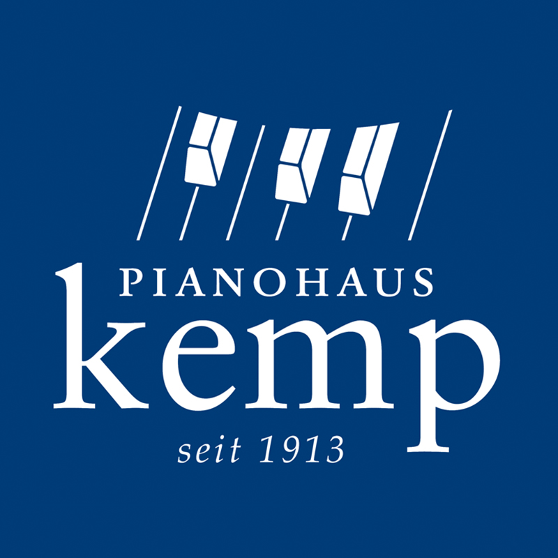 Blaues Logo mit weißen Klaviertasten und Text: "Pianohaus Kemp seit 1913".